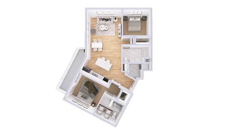 Floor plan for 2 beds, 2 baths, 1184 sqft
